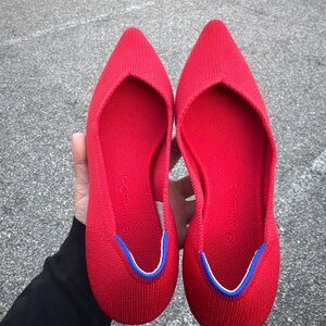 Rothy's Red Pointed Minimalist Flats
